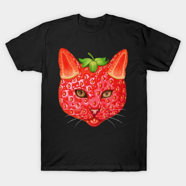 strawberry cat T-Shirt by makapa